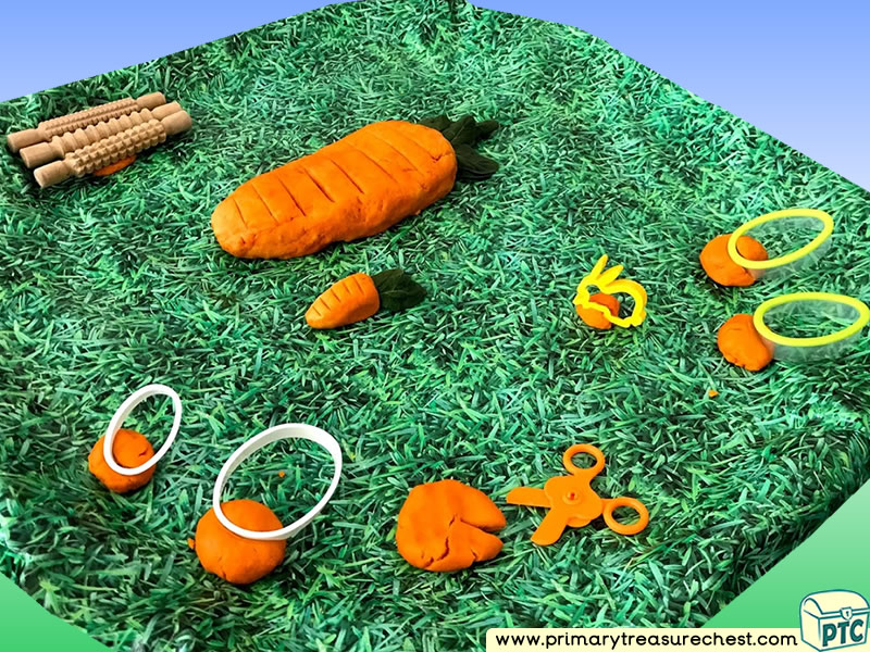 Easter - Carrots Themed Multi-sensory Playdough Tuff Tray Ideas and Activities