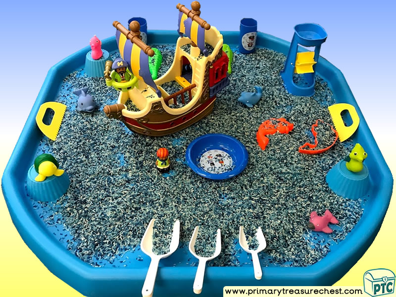 Pirates - Pirate Ship Themed Small World Multi-sensory - Coloured Rice Tray Ideas and Activities