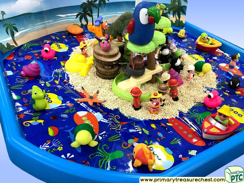 Sea life - Under the Sea - Island Themed Small World - Multi-sensory - Cereal Tuff Tray Ideas and Activities