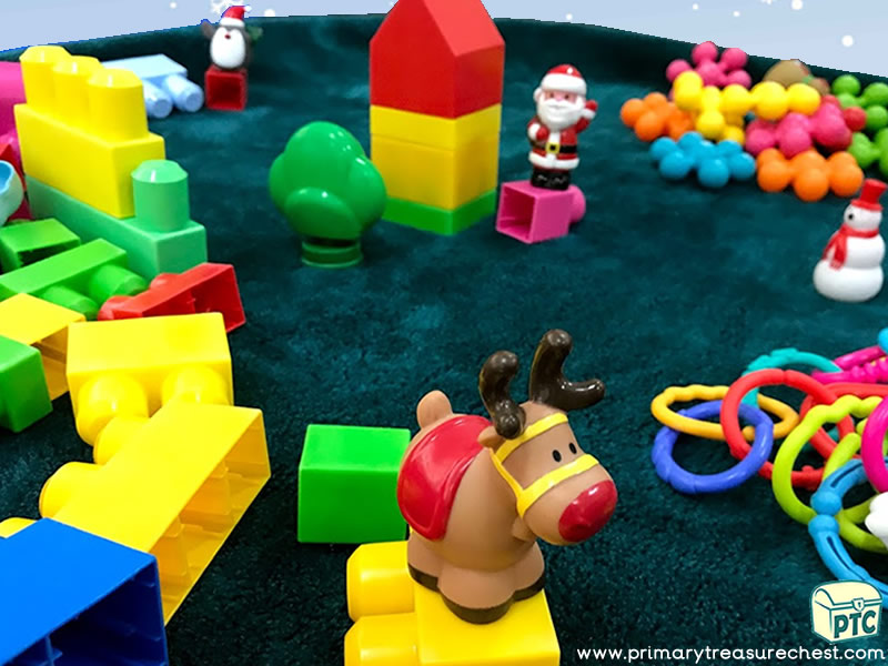 Christmas Themed Construction Small World Play Tuff Tray Activity Idea