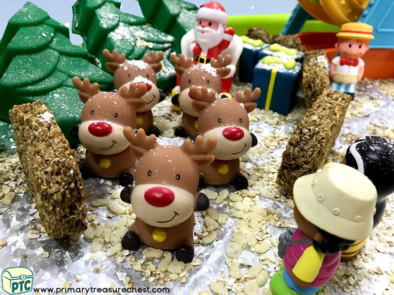  Christmas / Santa's Grotto /Winter Wonderland - Reindeer - Fun Fair Themed Small World - Multi-sensory – Cereals -Tuff Tray Ideas and Activities 