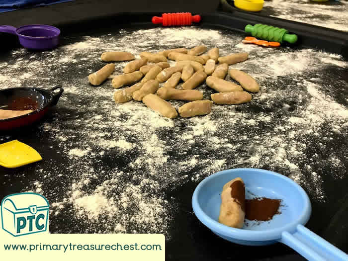5 Fat Sausages Role Play Play Dough Sensory Play - Tuff Tray Ideas Early Years / Nursery / Primary