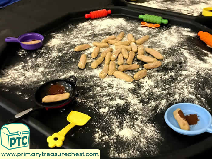 5 Fat Sausages Role Play Play Dough Sensory Play - Tuff Tray Ideas Early Years / Nursery / Primary