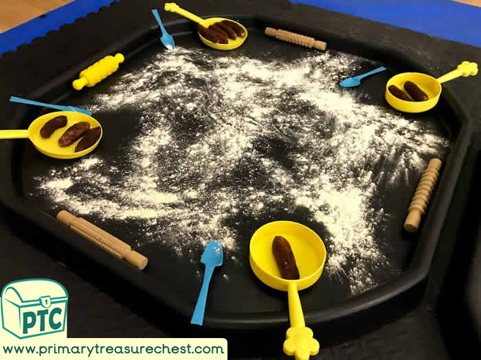 5 Fat Sausages Role Play Play Dough Sensory Play - Tuff Tray Ideas Early Years / Nursery / Primary