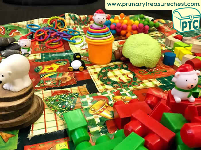 Christmas Construction Small World - Role Play Sensory Play - Tuff Tray Ideas Early Years / Nursery / Primary