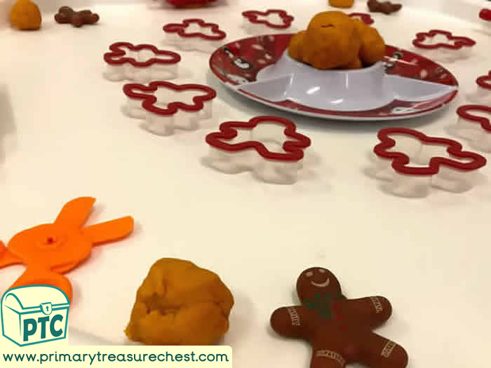 Christmas Gingerbread Man Sensory Play dough - Role Play Sensory Play - Tuff Tray Ideas Early Years / Nursery / Primary