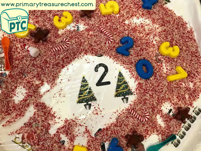 Christmas Numbers and Rice Role Play Sensory Play Tuff Tray Ideas Early Years / Nursery / Primary