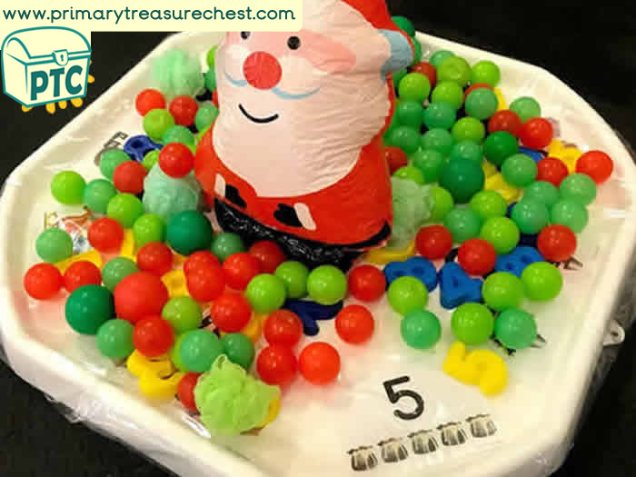 Christmas Santa Themed Sensory Numbers Play - Role Play Sensory Play - Tuff Tray Ideas Early Years / Nursery / Primary