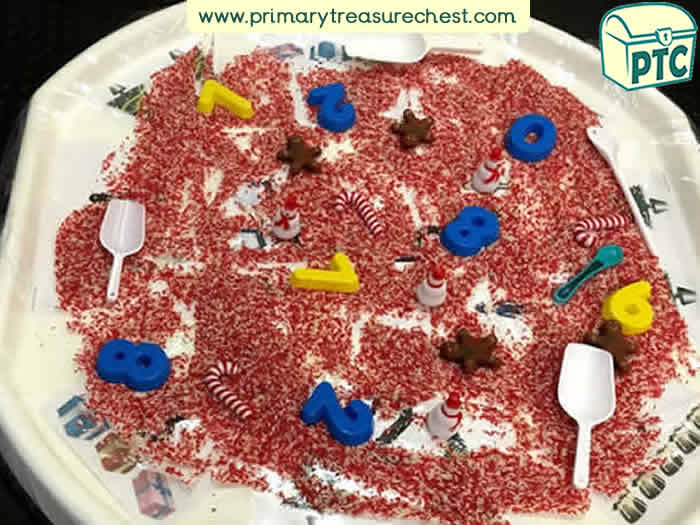 Christmas Numbers and Rice Role Play Sensory Play Tuff Tray Ideas Early Years / Nursery / Primary