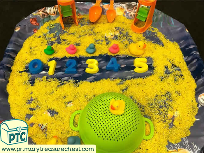 Five Little Ducks Song Small World Sensory Number Play - Role Play Play Dough Sensory Play - Tuff Tray Ideas Early Years / Nursery / Primary