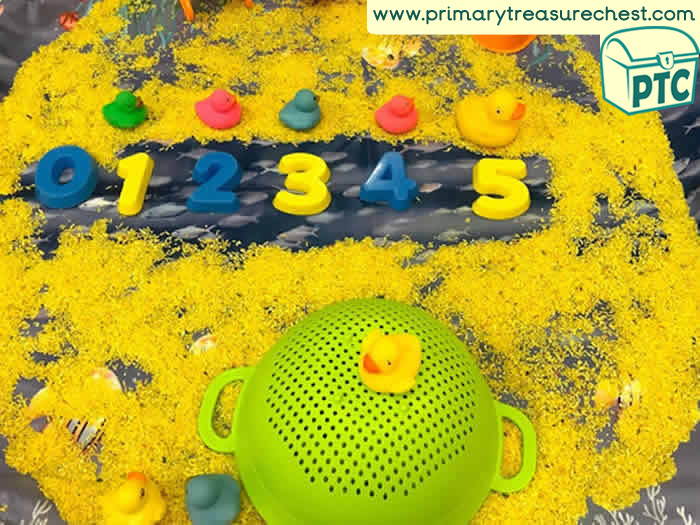 Five Little Ducks Song Small World Sensory Number Play - Role Play Play Dough Sensory Play - Tuff Tray Ideas Early Years / Nursery / Primary