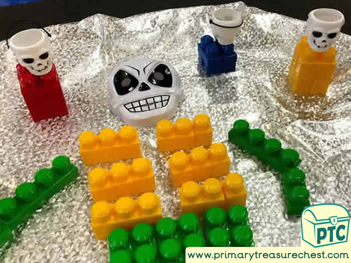 Halloween Skeleton Construction Role Play Sensory Play - Tuff Tray Ideas Early Years / Nursery / Primary 