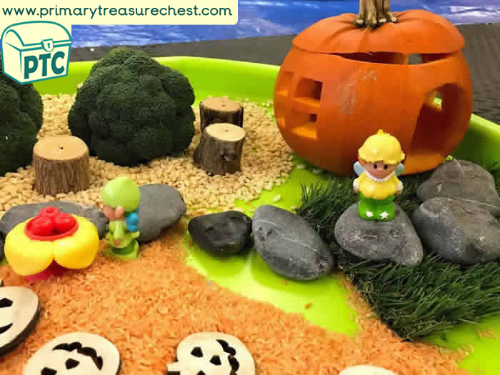 Halloween Fairy Pumpkin World Role Play Sensory Play - Tuff Tray Ideas Early Years / Nursery / Primary 