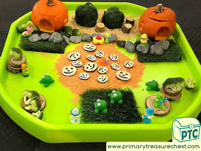 Halloween Pumpkin Small World Role Play Sensory Play - Tuff Tray Ideas Early Years / Nursery / Primary