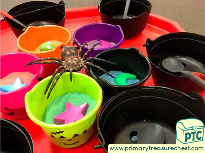 Halloween Sand Spellls Role Play Sensory Play - Tuff Tray Ideas Early Years / Nursery / Primary 