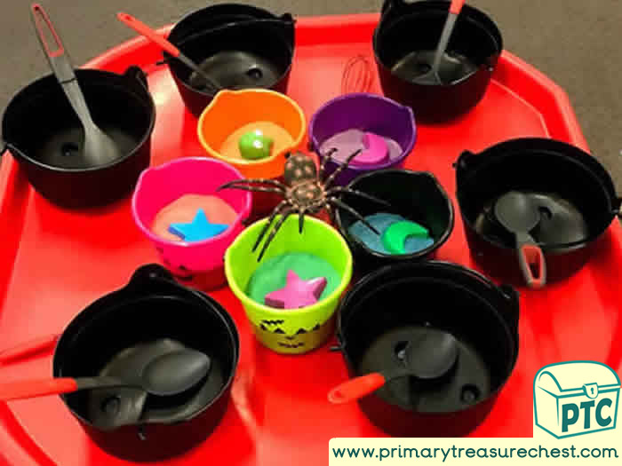 Halloween Spell themed Sand Play Sensory Play - Tuff Tray Ideas Early Years / Nursery / Primary 