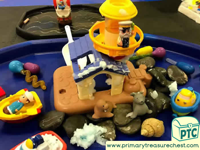 Sea Transport – Lighthouse – Water Tray - Role Play Sensory Play with boats - Tuff Tray Ideas Early Years / Nursery / Primary 