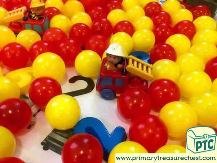 Numbers Fire Fighters Tuff Tray for EYFS Children