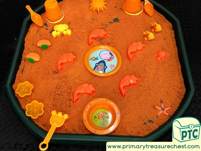 ORANGE  Under the Sea Themed Sand Play   Activity ideas - Role Play  Sensory Play - Tuff Tray Ideas Early Years – Tuff Spot / Nursery / Primary