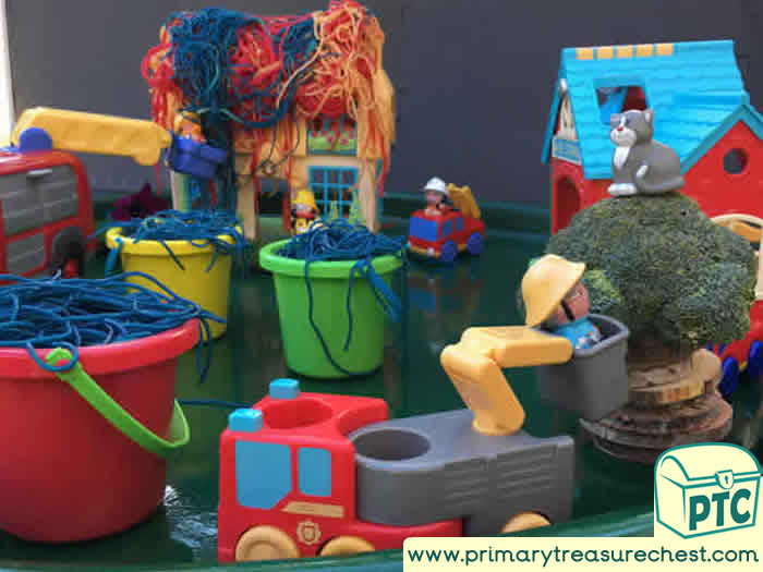 Fire Engines – Sensory Small World Play - Role Play Sensory Play - Tuff Tray Ideas Early Years / Nursery / Primary 