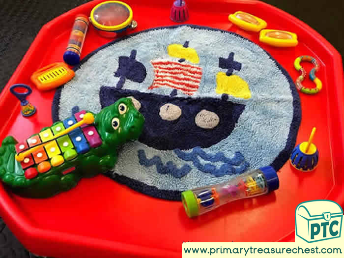Pirates Music AREA - Role Play  Sensory Play - Tuff Tray Ideas Early Years – Tuff Spot Ideas / Nursery / Primary