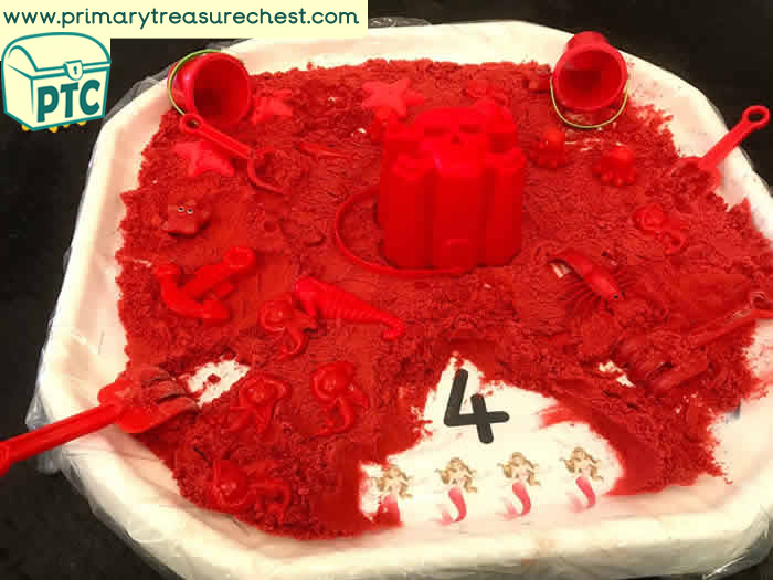 Pirates RED themed Number sensory SAND play - Tuff Tray Ideas Early Years – Tuff Spot / Nursery / Primary