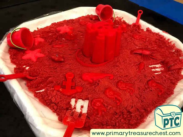 Pirates RED themed Number sensory SAND play - Tuff Tray Ideas Early Years – Tuff Spot / Nursery / Primary