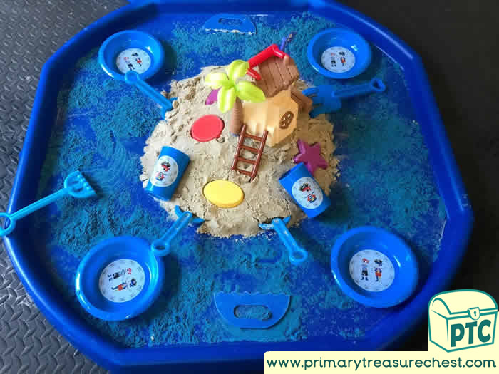 Pirates RED themed Number sensory SAND play - Tuff Tray Ideas Early Years – Tuff Spot / Nursery / Primary