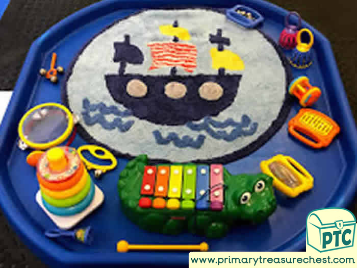 Pirates Themed Music Area - Role Play  Sensory Play - Tuff Tray Ideas Early Years / Nursery / Primary 