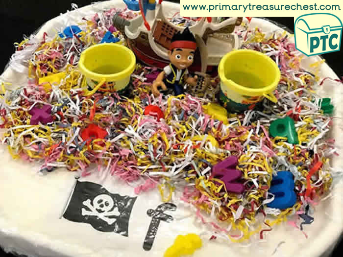 Pirates Themed Phonics Small World Play - Letter Sound Pirates Themed Role Play Sensory Play - Tuff Tray Ideas Early Years / Nursery / Primary 