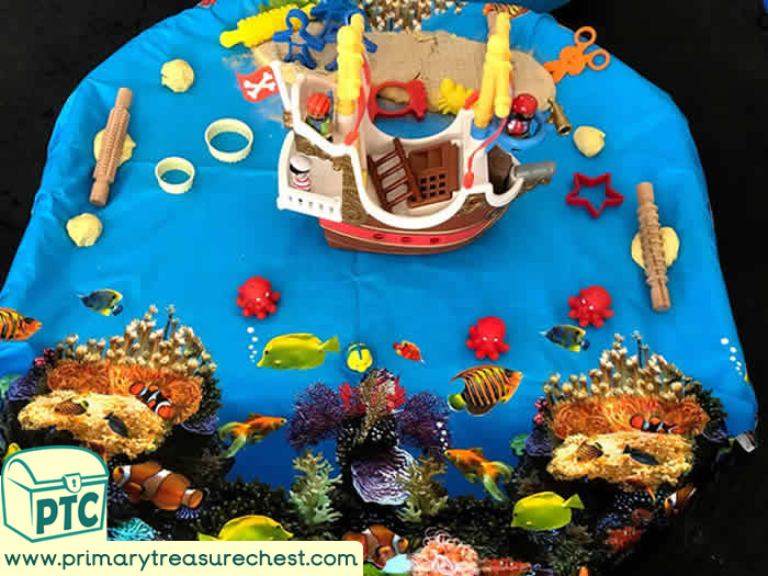 Pirates Themed sensory sand themed play dough - Role Play  Sensory Play - Tuff Tray Ideas Early Years – Tuff Spot / Nursery / Primary