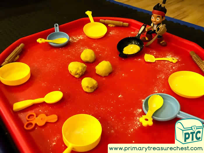 Pirates and Pancakes Sensory Play dough Role Play - Tuff Tray Ideas Early Years / Nursery / Primary 