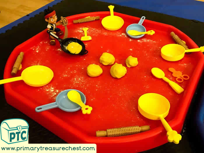 Pirates and Pancakes Sensory Play dough Role Play - Tuff Tray Ideas Early Years / Nursery / Primary 