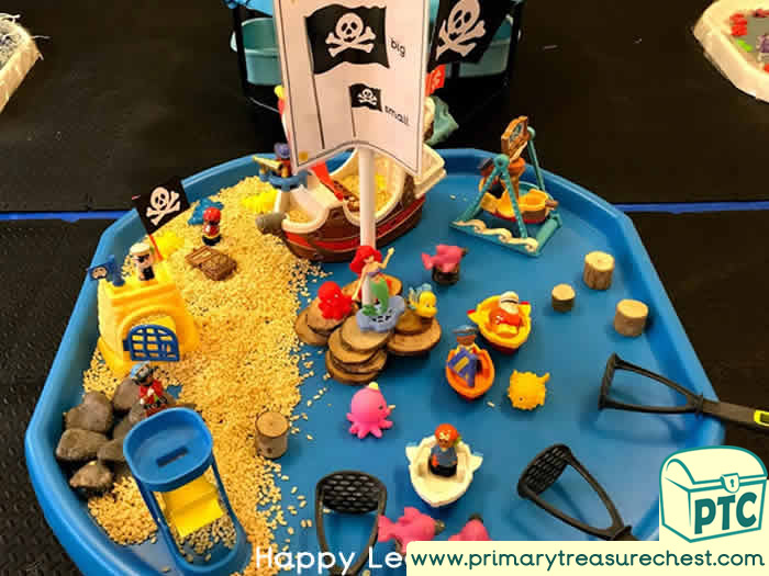 Pirates sensory small world play Can you find big and small  - Role Play  Sensory Play - Tuff Tray Ideas Early Years – Tuff Spot / Nursery / Primary