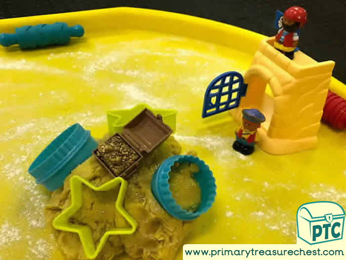 Play Dough Pirates Treasure Activity Role Play  Sensory Play - Tuff Tray Ideas Early Years / Nursery / Primary 