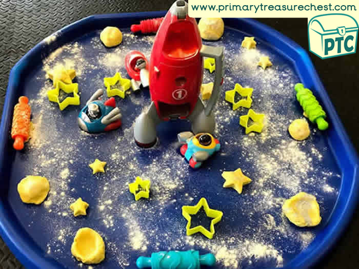 Play Dough Space Transport Small World Play - Role Play  Sensory Play- Tuff Tray Ideas Early Years / Nursery / Primary 