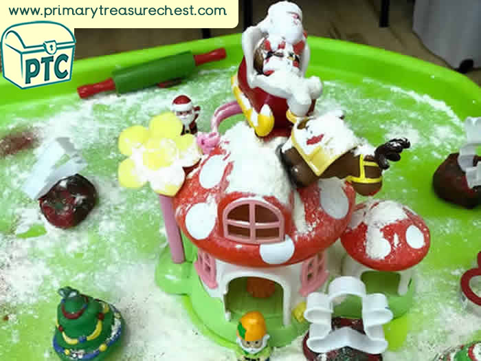 Santa Small World Play dough  tuff tray Role Play Sensory Play - Tuff Tray Ideas Early Years / Nursery / Primary