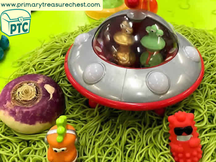 Space Transport – Alien Spacehip - Sensory Small World Play - Role Play Sensory Play - Tuff Tray Ideas Early Years / Nursery / Primary 
