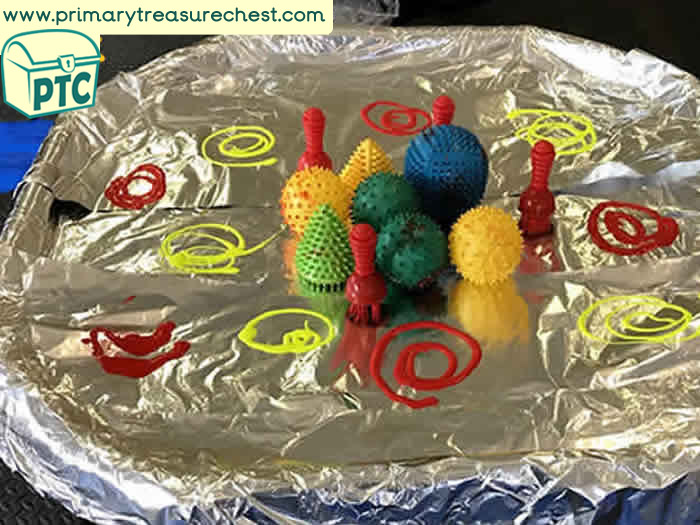 SPACE surface mark making - Role Play Sensory Play - Tuff Tray Ideas Early Years / Nursery / Primary