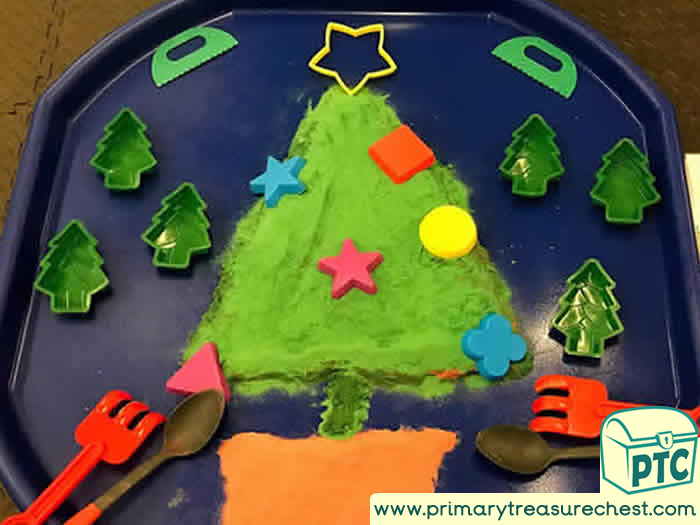 Sand Christmas tree tuff tray for Toddlers-EYFS Children 