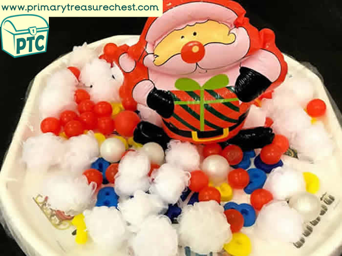 Santa Themed Sensory Numbers - Christmas / Santa Role Play Sensory Play - Tuff Tray Ideas Early Years / Nursery / Primary
