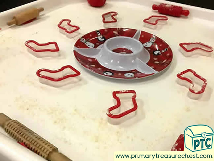 Santa's Cookies Play dough  tuff tray Role Play Sensory Play - Tuff Tray Ideas Early Years / Nursery / Primary