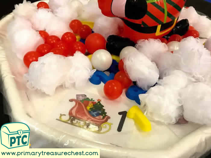 Santa Themed Sensory Numbers - Christmas / Santa Role Play Sensory Play - Tuff Tray Ideas Early Years / Nursery / Primary