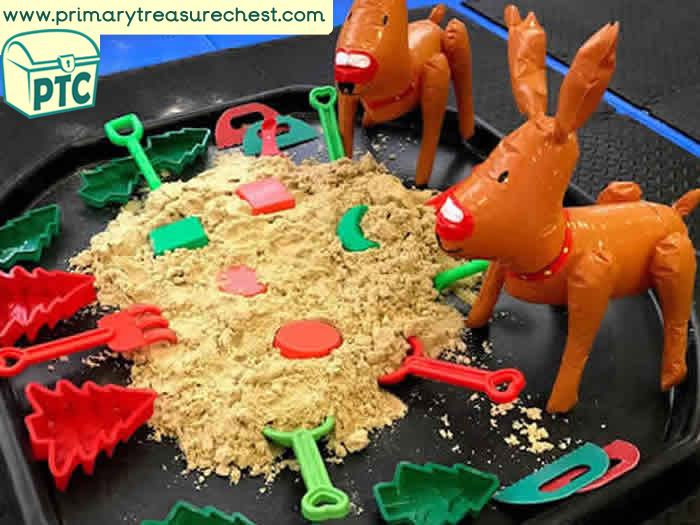 Santa's Reindeer Christmas Sand Play - Role Play Sensory Play - Tuff Tray Ideas Early Years / Nursery / Primary