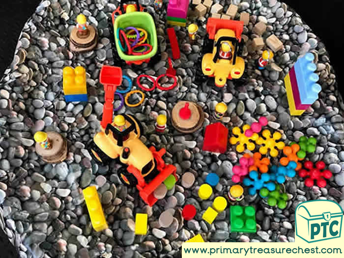 Small World Construction - Building  Site -  Construction Area - Role Play  Sensory Play - Tuff Tray Ideas Early Years / Nursery / Primary 