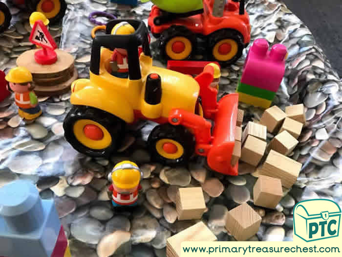 Small World Construction Site   Construction Area - Role Play  Sensory Play- Tuff Tray Ideas Early Years / Nursery / Primary 