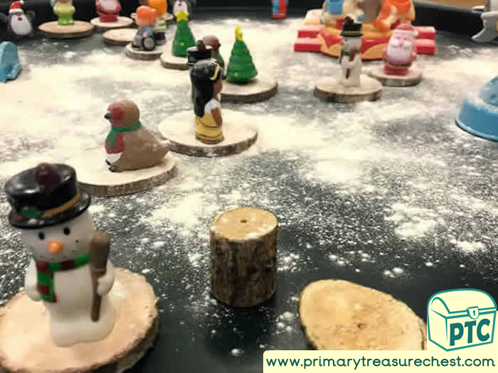 Small world flour snow tuff tray for Toddlers-EYFS Children 