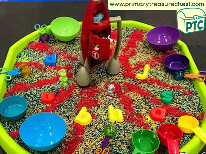 Space Sensory Phonic Readiness Activity - Tuff Tray Ideas Early Years / Nursery / Primary