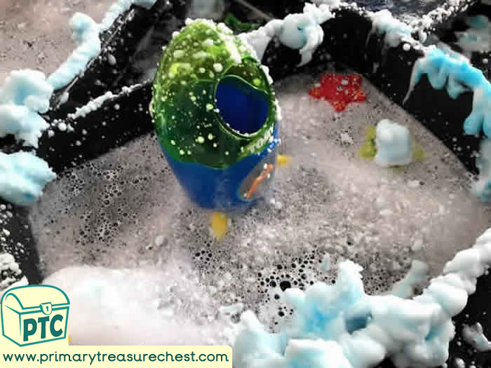 Space Week Water Play tuff tray - Role Play Sensory Play - Tuff Tray Ideas Early Years / Nursery / Primary