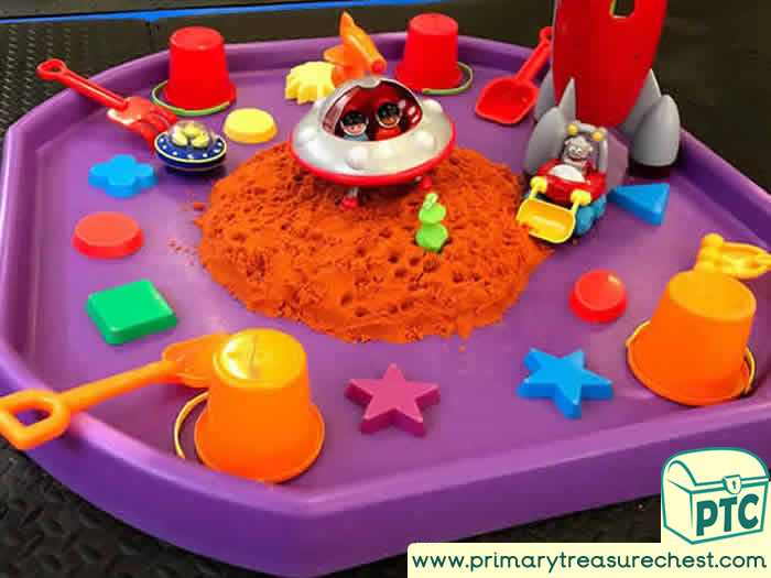 Space Wet Sand Sensory Small World Spot Tray - Space Themed Tuff Tray for Toddlers-EYFS Children